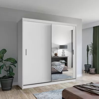VÝPRODEJ - Šatní skříň se zrcadlem 203/62 KAILAN - bílá matná