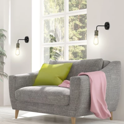 Nástěnné industriální světlo GOLDIE - 1xE27, 60W, černé / patina