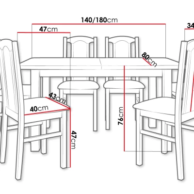 VÝPRODEJ - Jídelní sestava 6+1 s rozkládacím stolem SALUSIA 4 - bílá / béžová