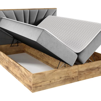 VÝPRODEJ - Kontinentální jednolůžková postel 120x200 BELFLOWER 7 - dub lancelot / čokoládová + topper ZDARMA