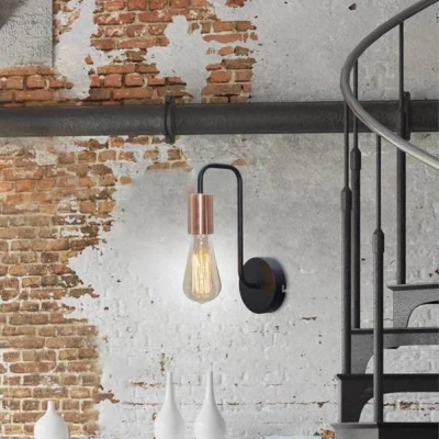 Nástěnné retro osvětlení HERPE - 1xE27, 60W, černé / měděné