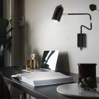 Nástěnná lampička k posteli HOSTI - 1xGU10, 15W, černá / zlatá