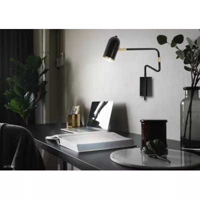 Nástěnná lampička k posteli HOSTI - 1xGU10, 15W, černá / zlatá