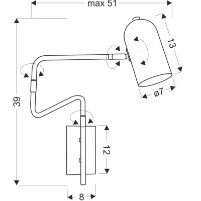 Nástěnná lampička k posteli HOSTI - 1xGU10, 15W, zlatá