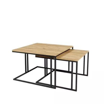 VÝPRODEJ - Set 2x konferenční stolek PTYSIA - černý / dub kraft zlatý