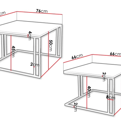 VÝPRODEJ - Set 2x konferenční stolek PTYSIA - černý / dub kraft zlatý