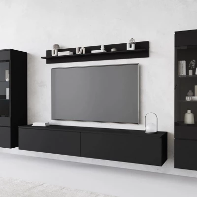 VÝPRODEJ - Obývací stěna s LED osvětlením WANDA 2 - černá grafitová