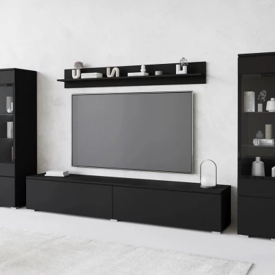 VÝPRODEJ - Obývací stěna s LED osvětlením WANDA 2 - černá grafitová