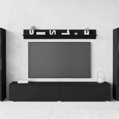 VÝPRODEJ - Obývací stěna s LED osvětlením WANDA 2 - černá grafitová