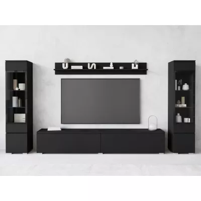 VÝPRODEJ - Obývací stěna s LED osvětlením WANDA 2 - černá grafitová