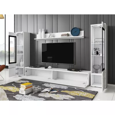 VÝPRODEJ - Obývací stěna s LED osvětlením WANDA 2 - černá grafitová