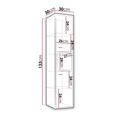 VÝPRODEJ - Vysoká koupelnová skříňka BEND - dub artisan / černá