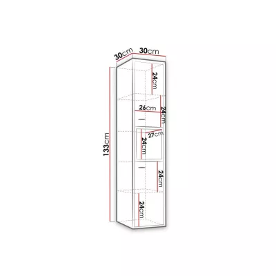 VÝPRODEJ - Vysoká koupelnová skříňka BEND - dub artisan / černá