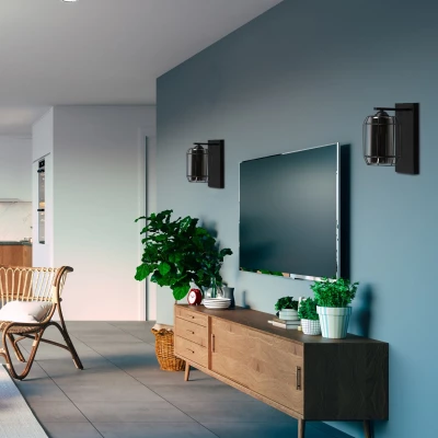 Nástěnná lampa JONERA 1 - 1xE27, 40W, černá / kouřové sklo