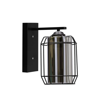 Nástěnná lampa JONERA 2 - 1xE27, 40W, černá / kouřové sklo