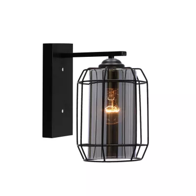 Nástěnná lampa JONERA 2 - 1xE27, 40W, černá / kouřové sklo