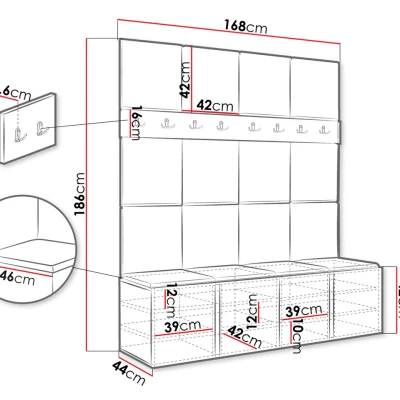 VÝPRODEJ - Stěna do předsíně s botníkem a panely 42x42 SELAND 6 - bílá / světlá béžová