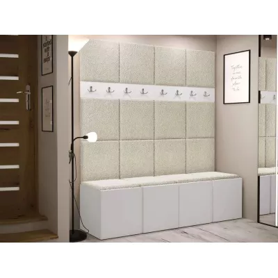 VÝPRODEJ - Stěna do předsíně s botníkem a panely 42x42 SELAND 6 - bílá / světlá béžová