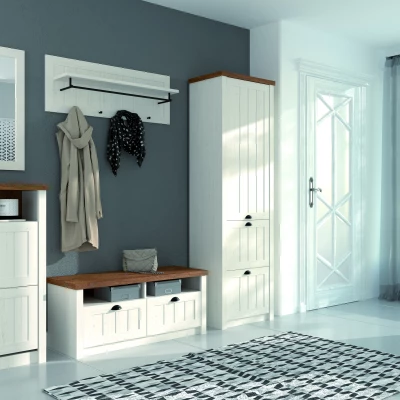 VÝPRODEJ - Sedací botník MARIONA - borovice andersen / dub lefkas