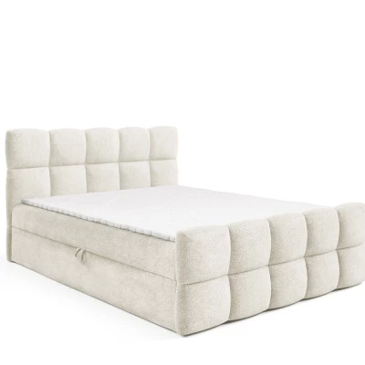 VÝPRODEJ - Kontinentální postel 140x200 ISEMBARD - smetanová + topper