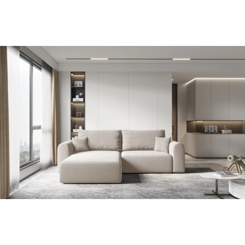 VÝPRODEJ - Rohová rozkládací sedací souprava ESTEL 1 - krémová, levý roh