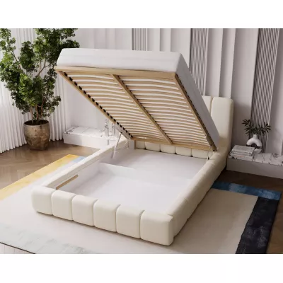 VÝPRODEJ - Čalouněná postel 160x200 FATUMATA 1 s úložným prostorem - krémová