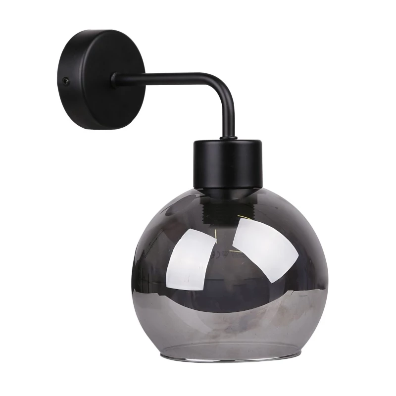 Moderní nástěnné osvětlení LADY - 1xE27, 40W, černé / kouřové sklo