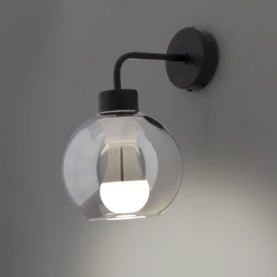 Moderní nástěnné osvětlení LADY - 1xE27, 40W, černé / kouřové sklo