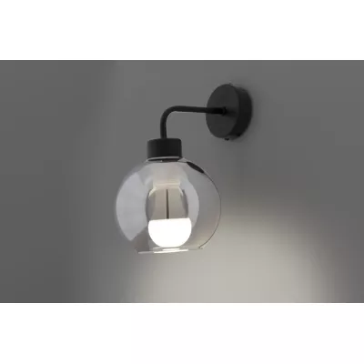 Moderní nástěnné osvětlení LADY - 1xE27, 40W, černé / kouřové sklo