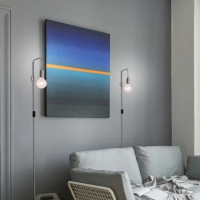 Nástěnné osvětlení s vypínačem LAREN - 1xE27, 40W, šedé