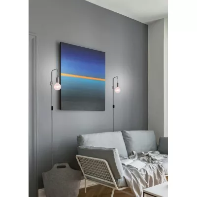 Nástěnné osvětlení s vypínačem LAREN - 1xE27, 40W, šedé