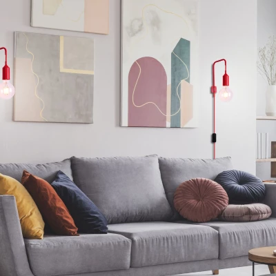 Nástěnné osvětlení s vypínačem LAREN - 1xE27, 40W, červené