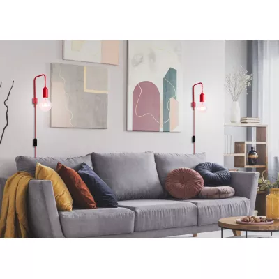 Nástěnné osvětlení s vypínačem LAREN - 1xE27, 40W, červené