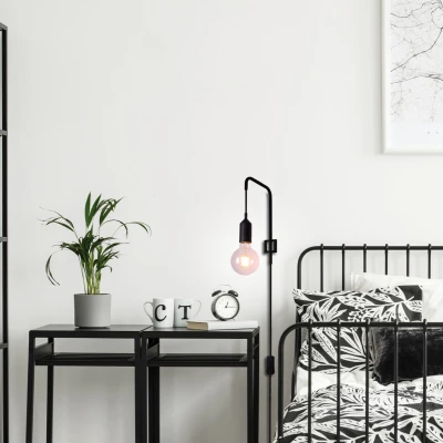 Nástěnné osvětlení s vypínačem LAREN - 1xE27, 40W, černé