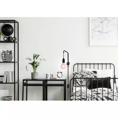 Nástěnné osvětlení s vypínačem LAREN - 1xE27, 40W, černé