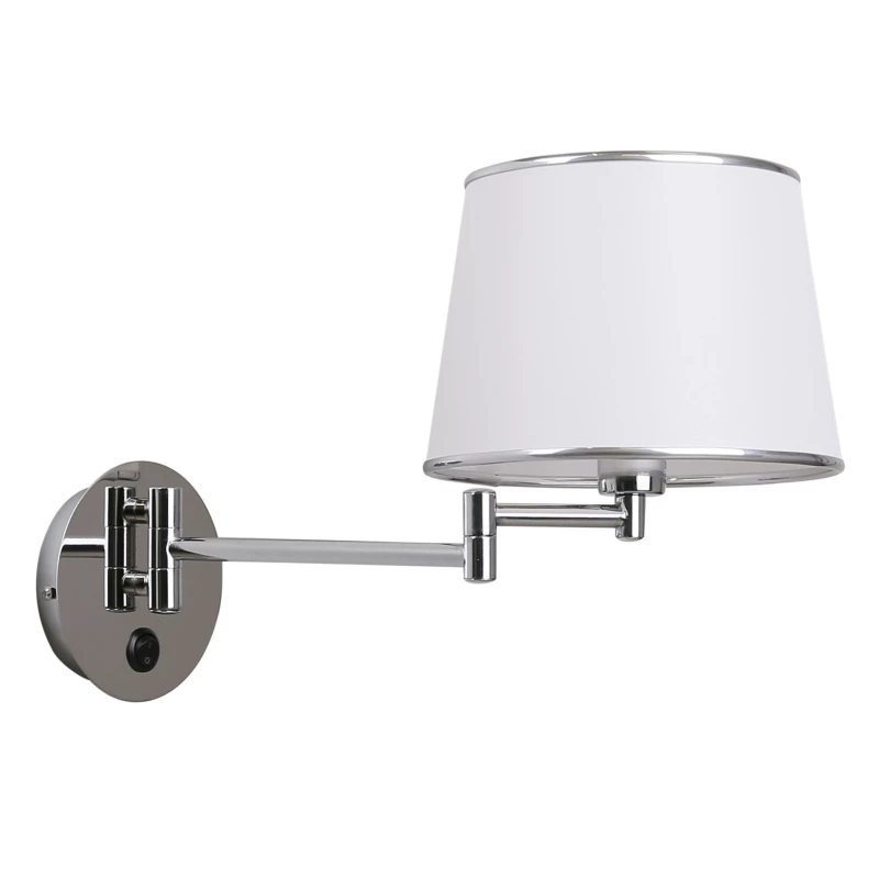 Čtecí lampa s ramenem LAWA - 1xE14, 40W, chromovaná / bílá