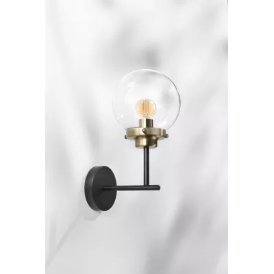 Industriální nástěnná lampa LENS - 1xE14, 40W, patina / černá