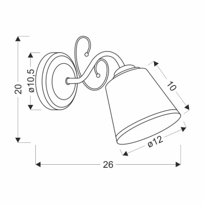 Nástěnné rustikální osvětlení LOSANNA - 1xE14, 40W, patina / bílé