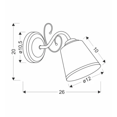 Nástěnné rustikální osvětlení LOSANNA - 1xE14, 40W, patina / bílé