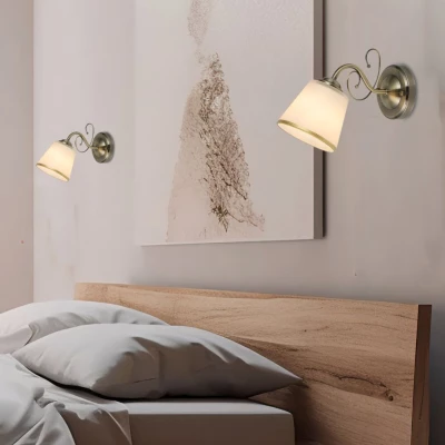 Nástěnné rustikální osvětlení LOSANNA - 1xE14, 40W, patina / bílé