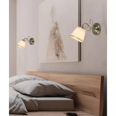 Nástěnné rustikální osvětlení LOSANNA - 1xE14, 40W, patina / bílé