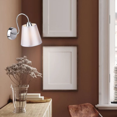 Moderní nástěnná lampa LUK - 1xE14, 40W, chromovaná / šedostříbrná