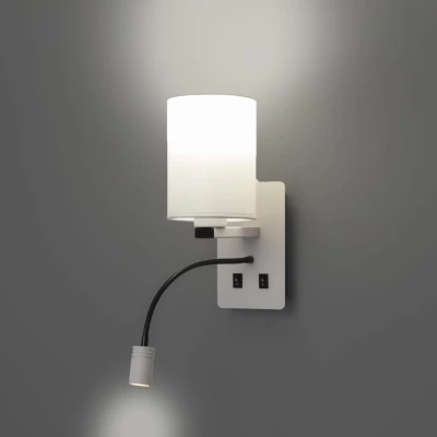 Nástěnné LED osvětlení se čtecím ramenem MAGNUM 3 - 1xE27, 40W + LED 3W, 3200K (teplá bílá), bílé