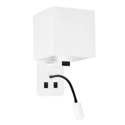 Nástěnné LED svítidlo se čtecím ramenem MAGNUM 2 - 1xE27, 40W + LED 3W, 3200K (teplá bílá), bílé