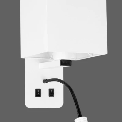 Nástěnné LED svítidlo se čtecím ramenem MAGNUM 2 - 1xE27, 40W + LED 3W, 3200K (teplá bílá), bílé