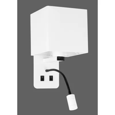 Nástěnné LED svítidlo se čtecím ramenem MAGNUM 2 - 1xE27, 40W + LED 3W, 3200K (teplá bílá), bílé