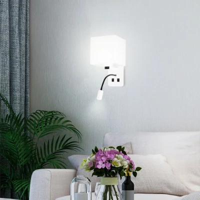 Nástěnné LED svítidlo se čtecím ramenem MAGNUM 2 - 1xE27, 40W + LED 3W, 3200K (teplá bílá), bílé