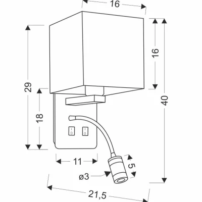 Nástěnné LED svítidlo se čtecím ramenem MAGNUM 2 - 1xE27, 40W + LED 3W, 3200K (teplá bílá), bílé