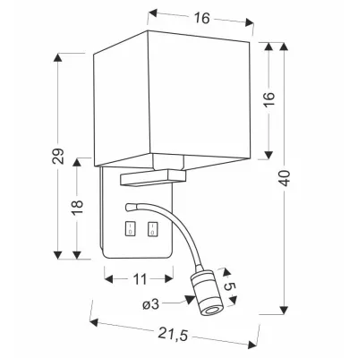Nástěnné LED svítidlo se čtecím ramenem MAGNUM 2 - 1xE27, 40W + LED 3W, 3200K (teplá bílá), bílé