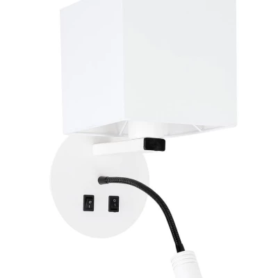 Nástěnné LED světlo se čtecím ramenem MAGNUM 1 - 1xE27, 40W + LED 3W, 3200K (teplá bílá), bílé